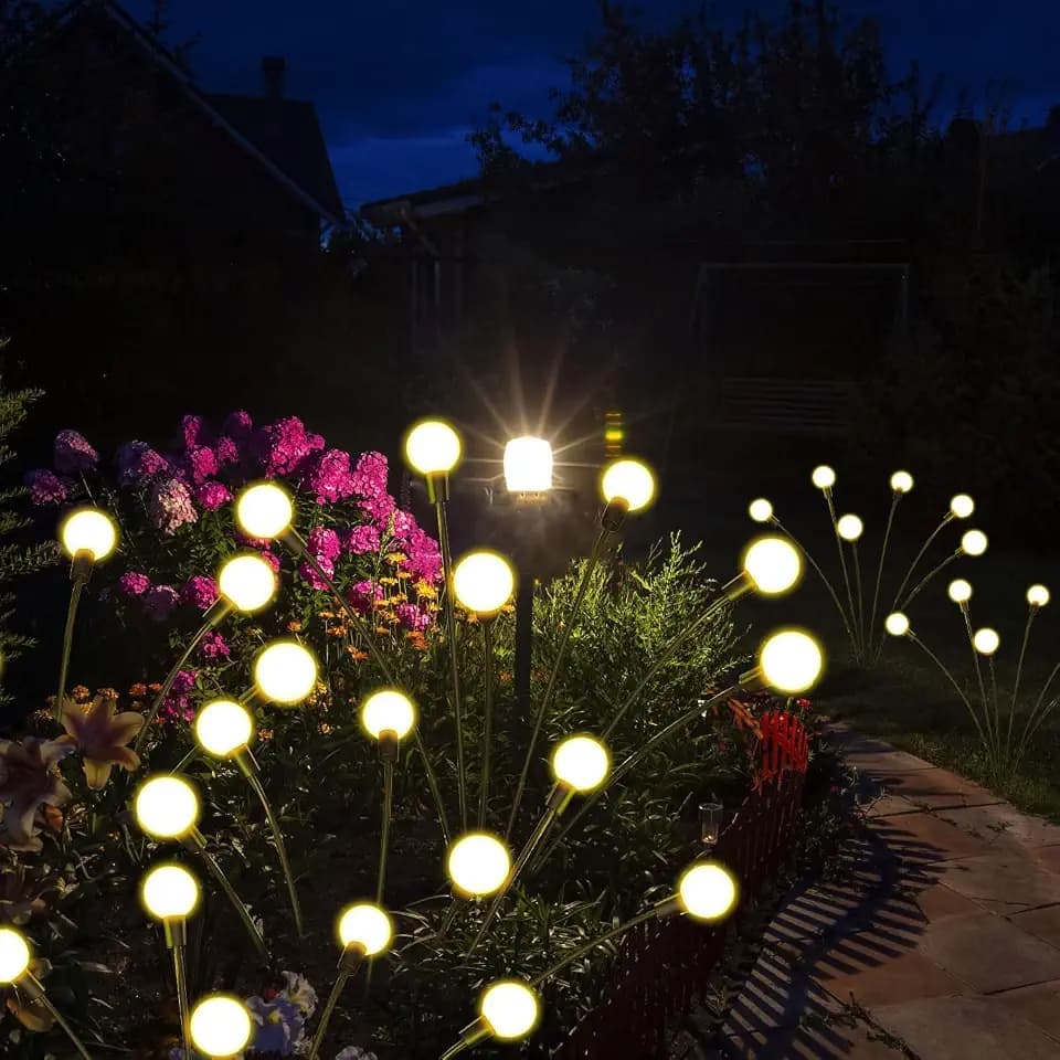 Shengruili 4 Stück Firefly Solarlampen,32 LED Solar Glühwürmchen,Glühwürmchen Solargartenlichter,IP65 Wasserdicht,Swinging Garten Lichter Dekorative für Fußweg für Fußweg, Yard, Garten, Patio