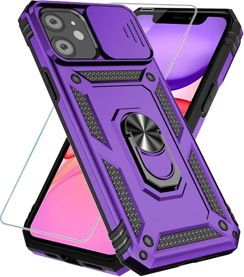 SunStory for iPhone 11 Phone Case with HD Screen Protector 6.1",Purple