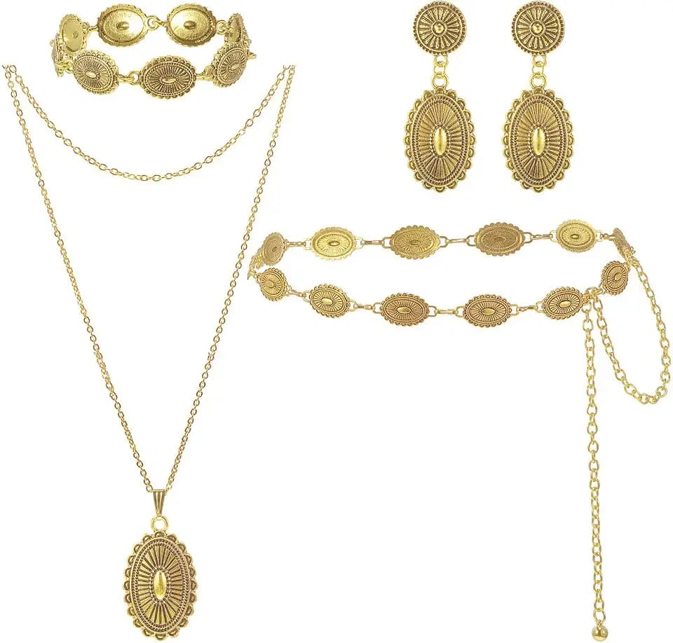 Haysandy 4 Pcs Western Silver Jewelry Set for Women