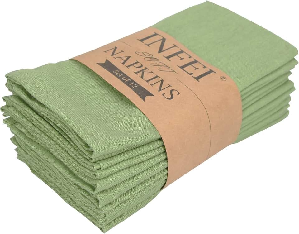 weich Polyester -Leinen gemischt Abendessen Cloth Servietten, 12 Stück (40 x 40 cm), für Veranstaltungen und den Heimgebrauch (Limette)