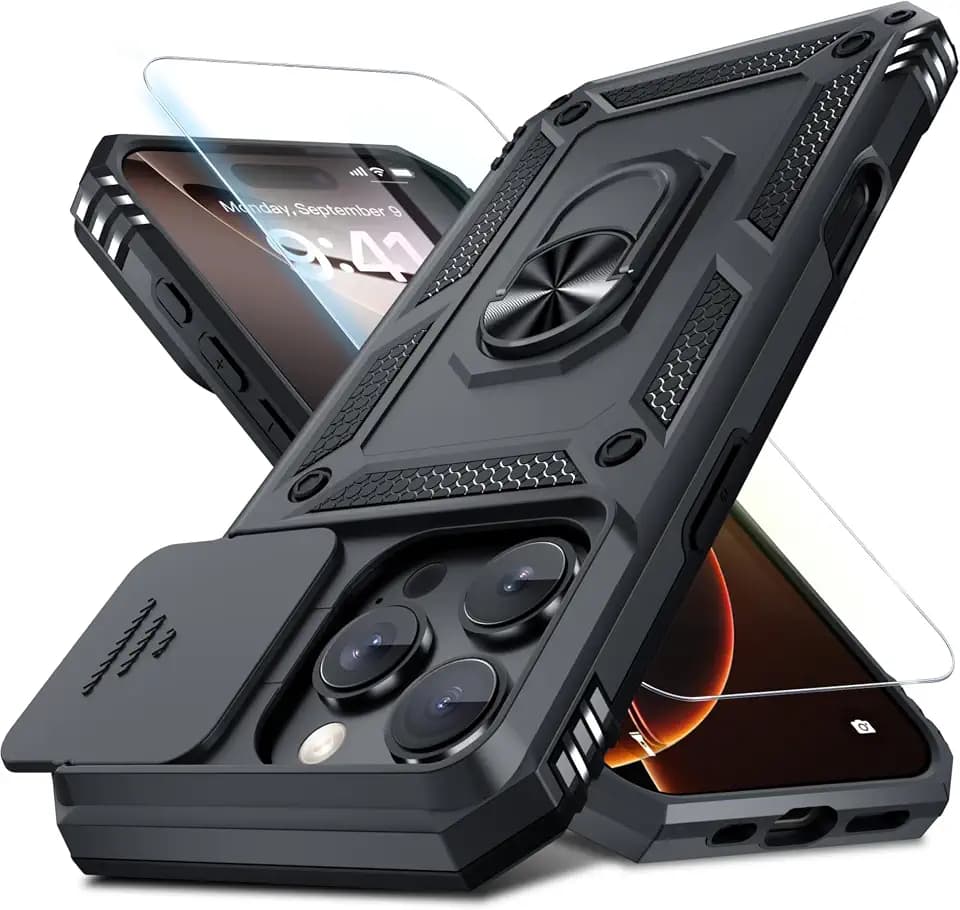 for iPhone 16 Pro Phone Case Built in Slide Camera Lens Cover