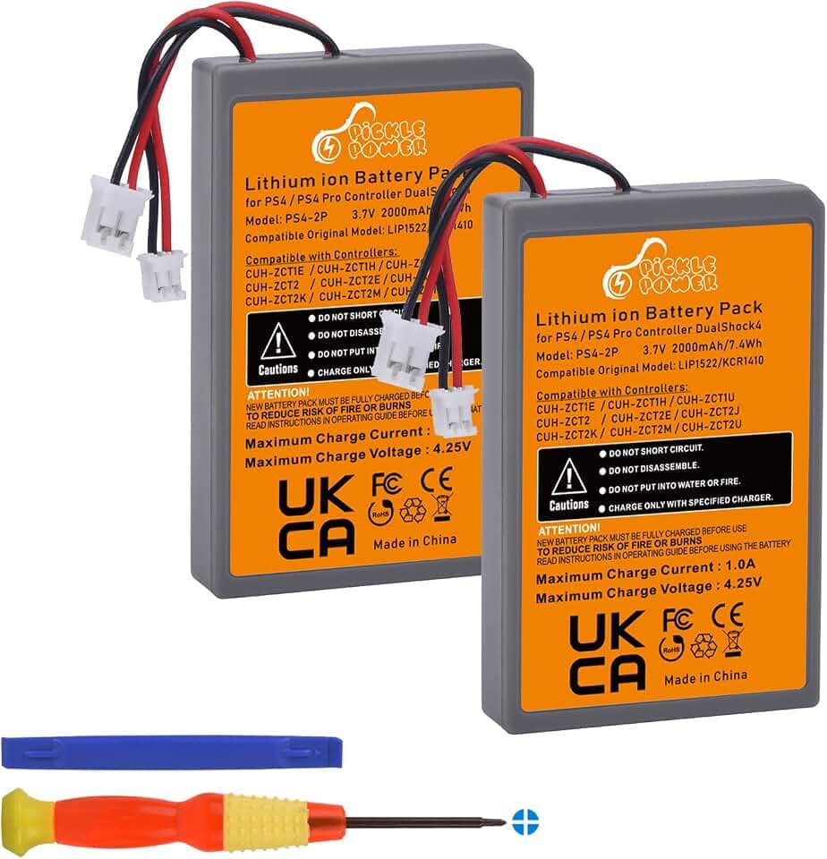 PS4 Controller Akku, Pickle Power 2 x 2000mAh PS4Pro Akkus