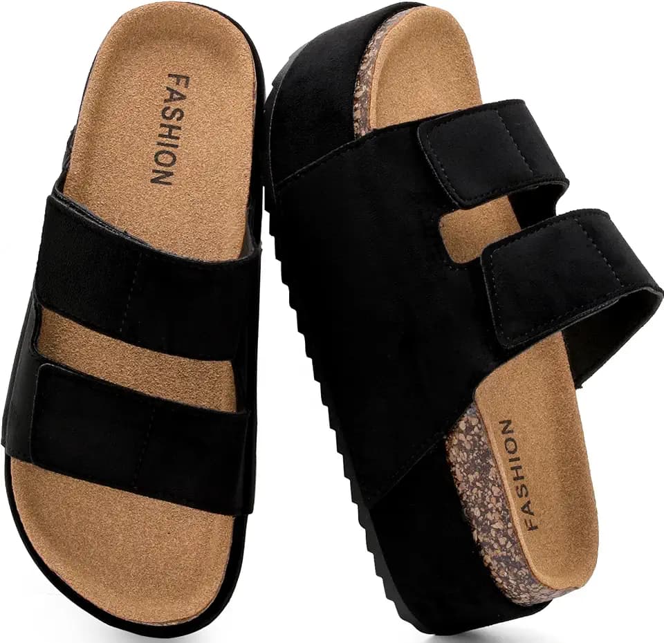 YUHITYGZGS Women's Platform Slide Sandals Cork Footbed Non Slip Clogs Mules