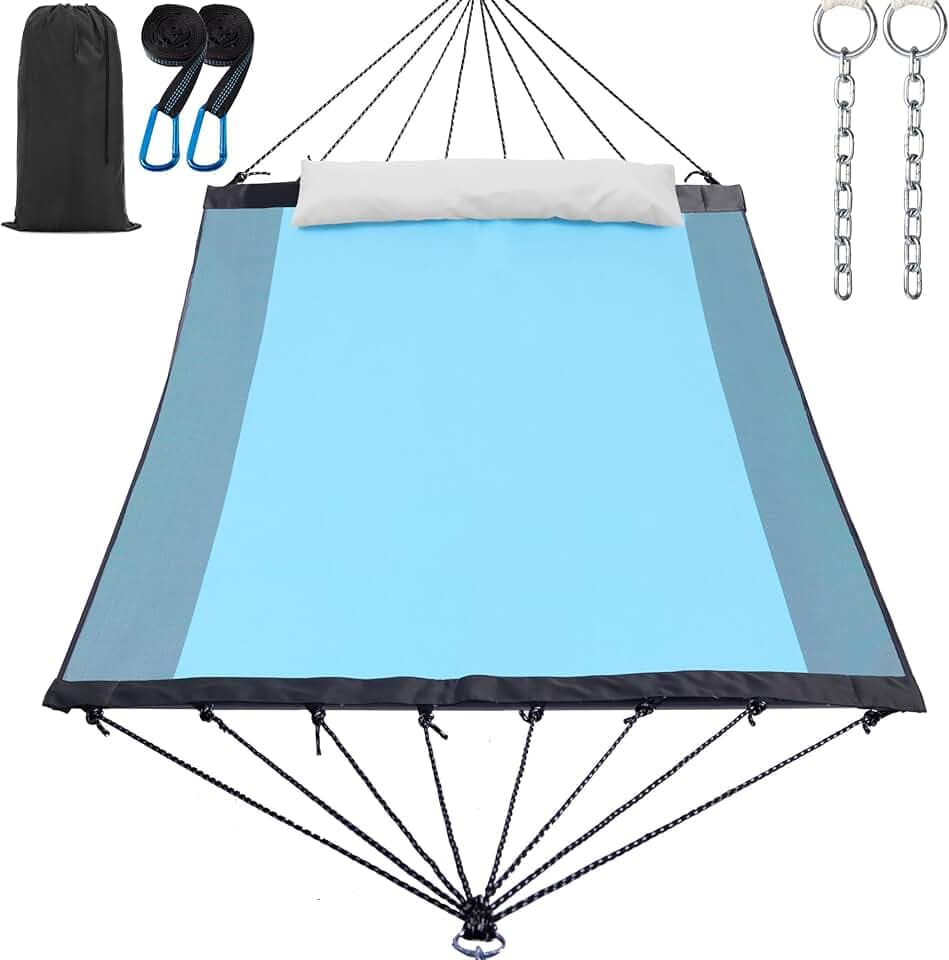 GAFETE 14ft Portable 2 Person Hammock, Quick Dry Textilene, 550 lb Capacity