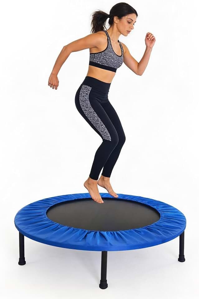 Fitvids 40" Foldable Trampoline – Fitness Rebounder, Quiet & Stable Exercise Trampoline for Indoor/Outdoor Cardio, Balance, Core Strength, Max Load 300lbs