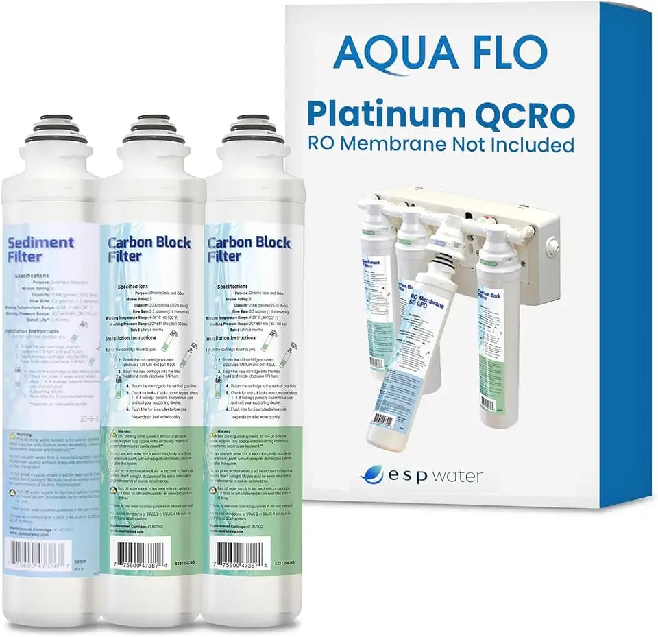 Aqua Flo Platinum QCRO 4-Stage RO Filter Replacement Kit, No Membrane