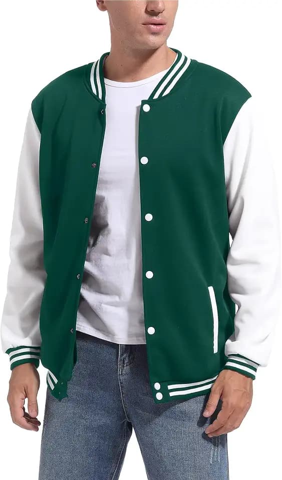 DHSPKN Men's Varsity Baseball Jackets Causal Slim Fit Varsity Letterman Jacket Boys Bomber Jackets