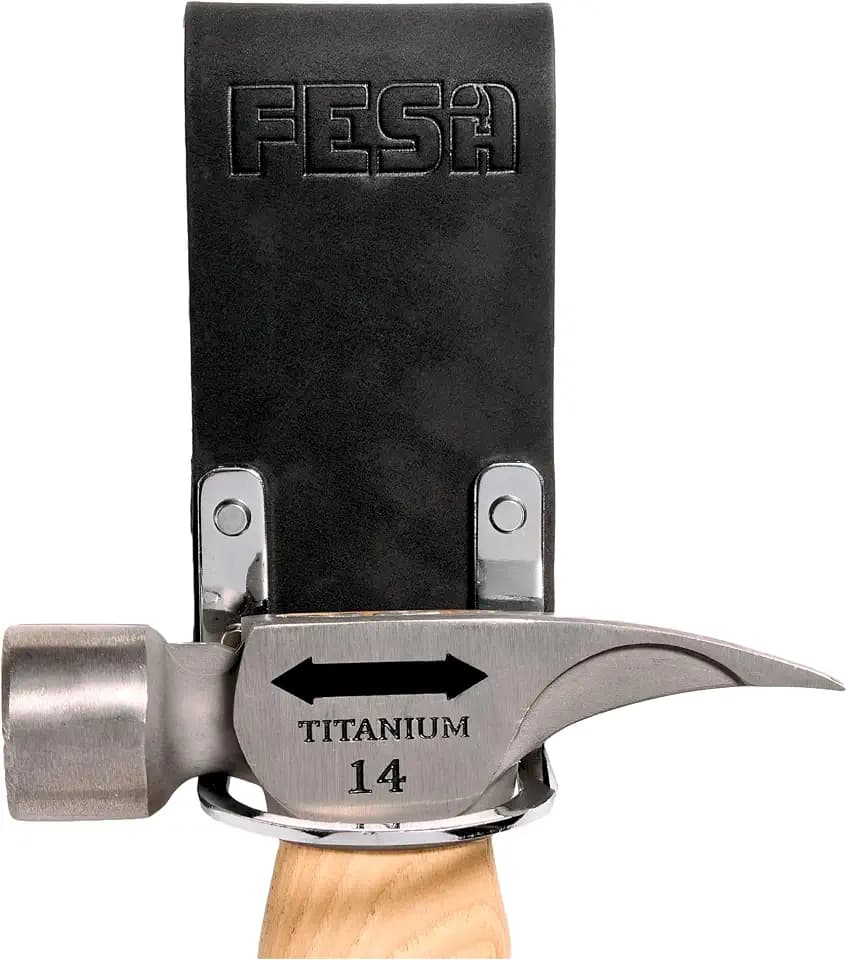 FESA Leather Hammer Holder for Belt - Hammer Holster with Steel Loop