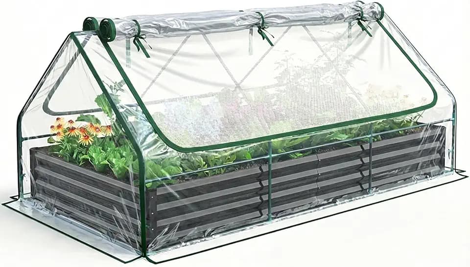 Quictent 8x4x1ft Galvanized Raised Garden Bed with Cover