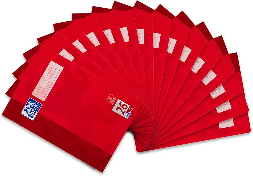 Oxford Schulheft A4, 16 Blatt, Lineatur 26, kariert mit Rand, 15 Stück