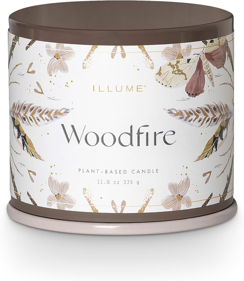 Illume, Candle Tin Woodfire Vanity 11.9 Ounce