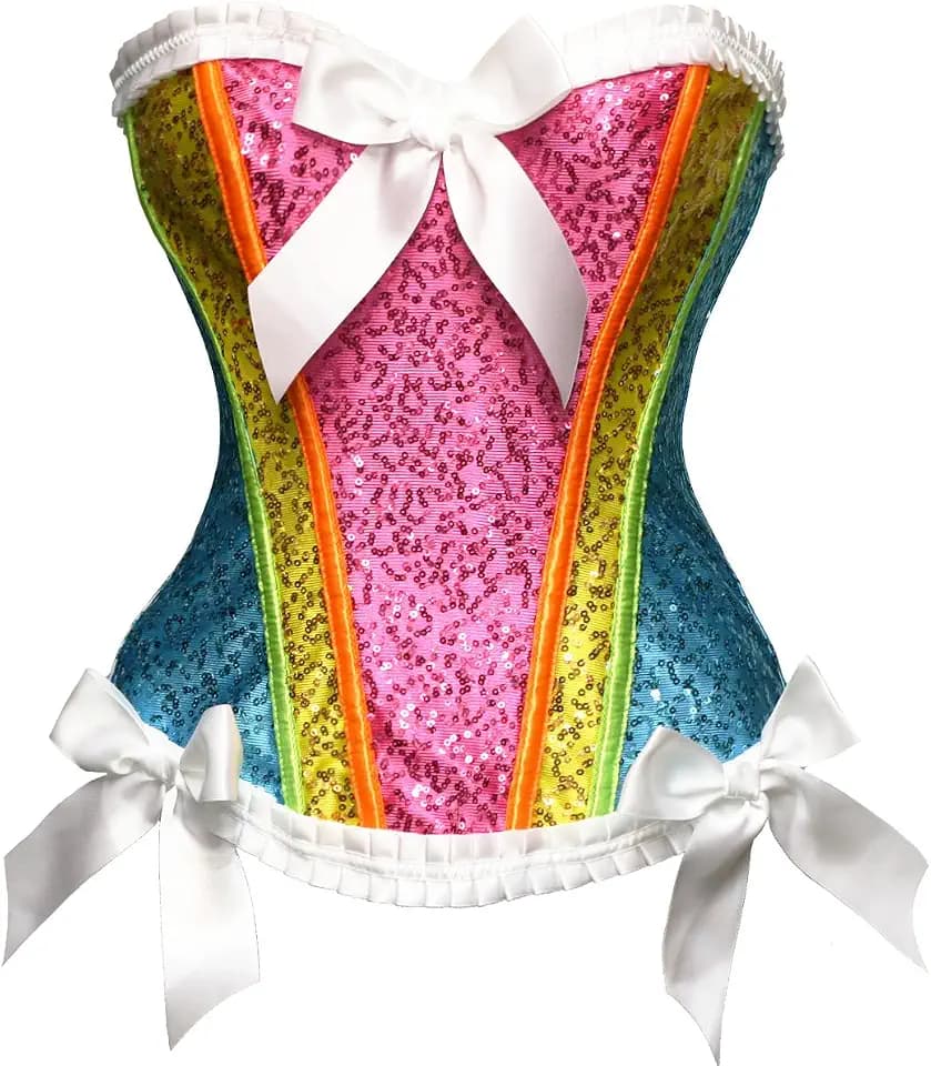 Bslingerie® Damen Rüschen Rand Brokat Corsage Korsett Korsage