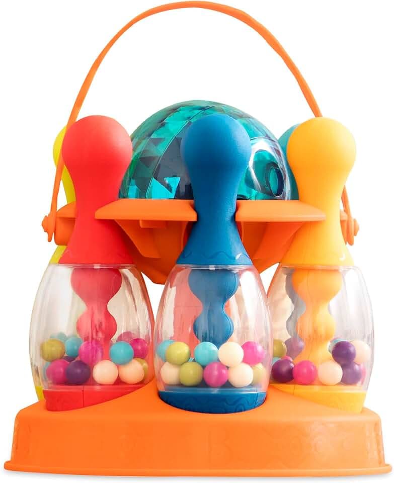 B. toys - Let's Glow Bowling! - Orange - 6 Bowling Pins & 1 Leuchtkugel - Spiel für drinnen und draußen - Spielset für Kleinkinder, Kinder - 2 Jahre +