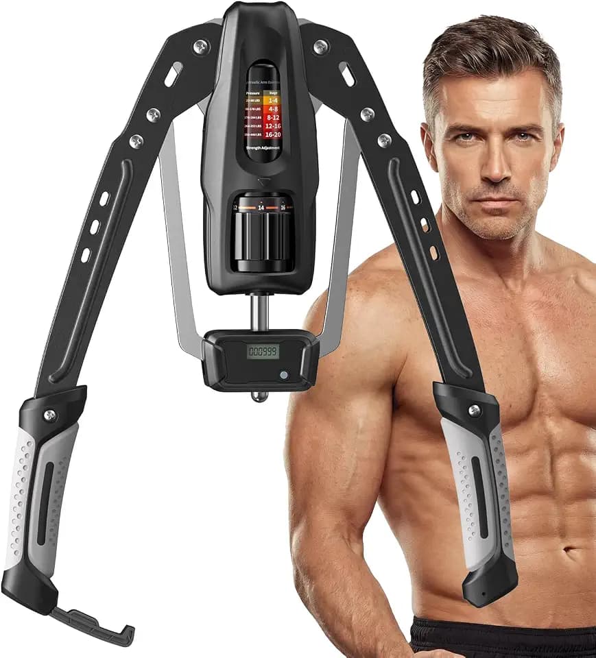 MERACH Armtrainer mit Wiederholungszähler,10-200kg Einstellbarer Widerstand