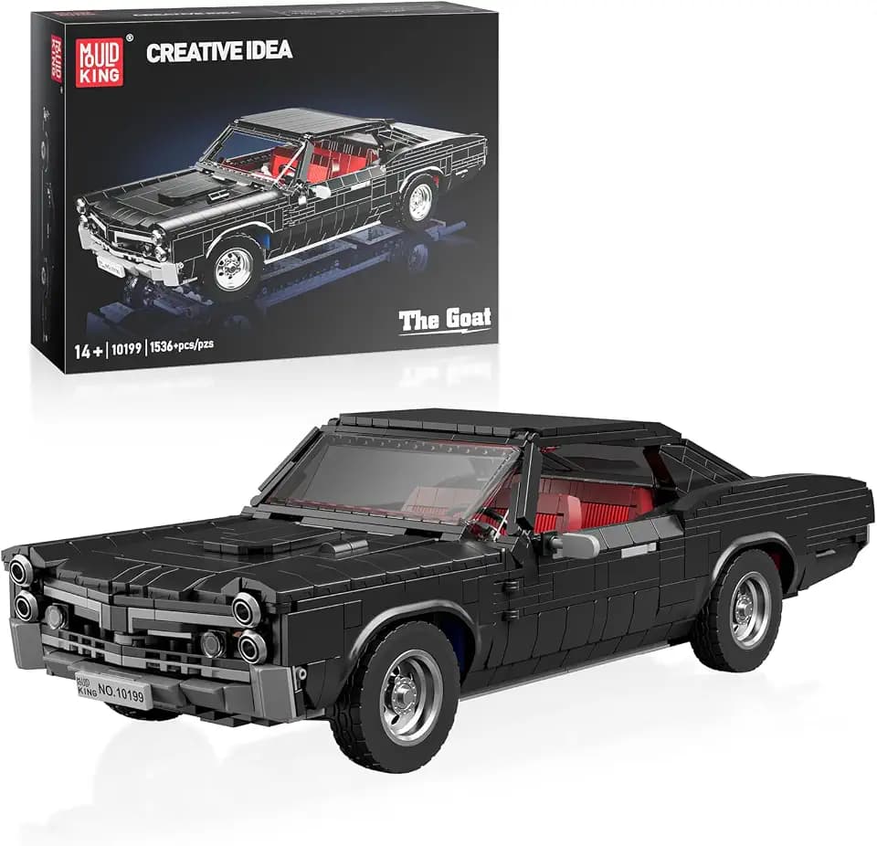 Mould King 10199 Technik Sportwagen Bausteine GTO Rennauto Klemmbausteine Klassischer Amerikanischer Muscle-Car Modellauto für Erwachsene(1563 Teile)