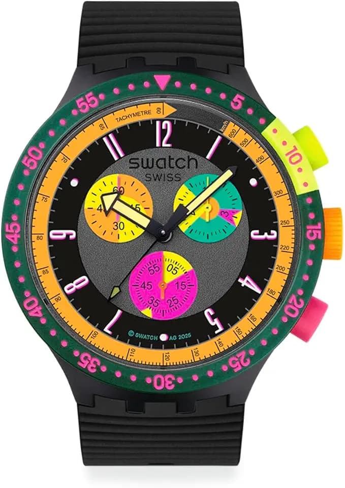 Swatch Big Bold Chrono Unisex Watch Casual Polymer Transparent Quartz Waterproof