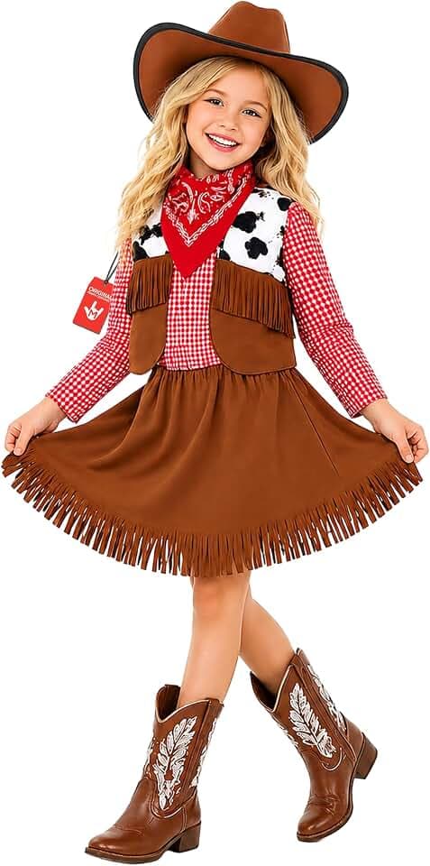 Fun Shack Cowgirl Kostüm Mädchen, Wildwest Halloween Kostüm Mädchen, M