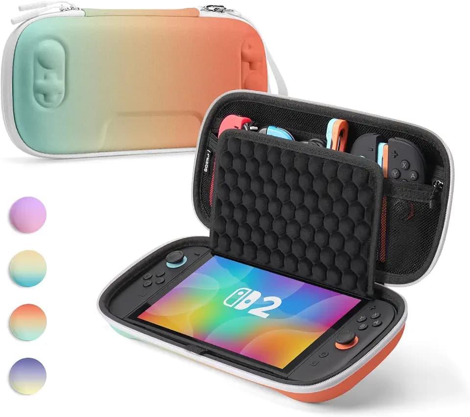 SQERO Switch Case for Nintendo Switch 2, Upgraded Honeycomb Shock-absorbing Design, Portable Full Protection Travel Bag Cover for Nintendo Switch 2 Accessories with 10 Game Cards Storage