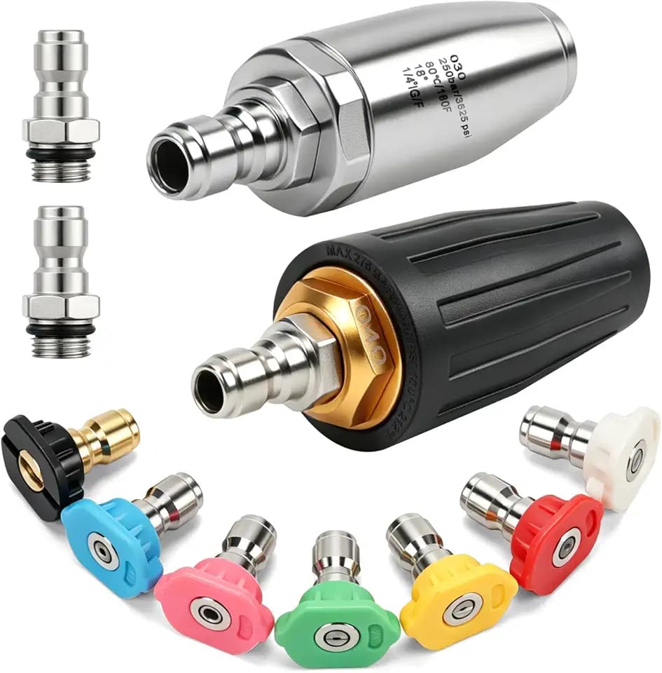 Pressure Washer Nozzles, 2 Pack 4000 PSI 360° Rotating Pressure Washer Tips Turbo Nozzle with 1/4" Quick Connect，7 Pack Pressure Washer Nozzle Tips Powerfully Cleaning for Car Concrete Brick