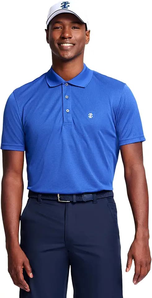 Izod Men's Performance Golf Grid Short Sleeve Stretch Polo Shirt