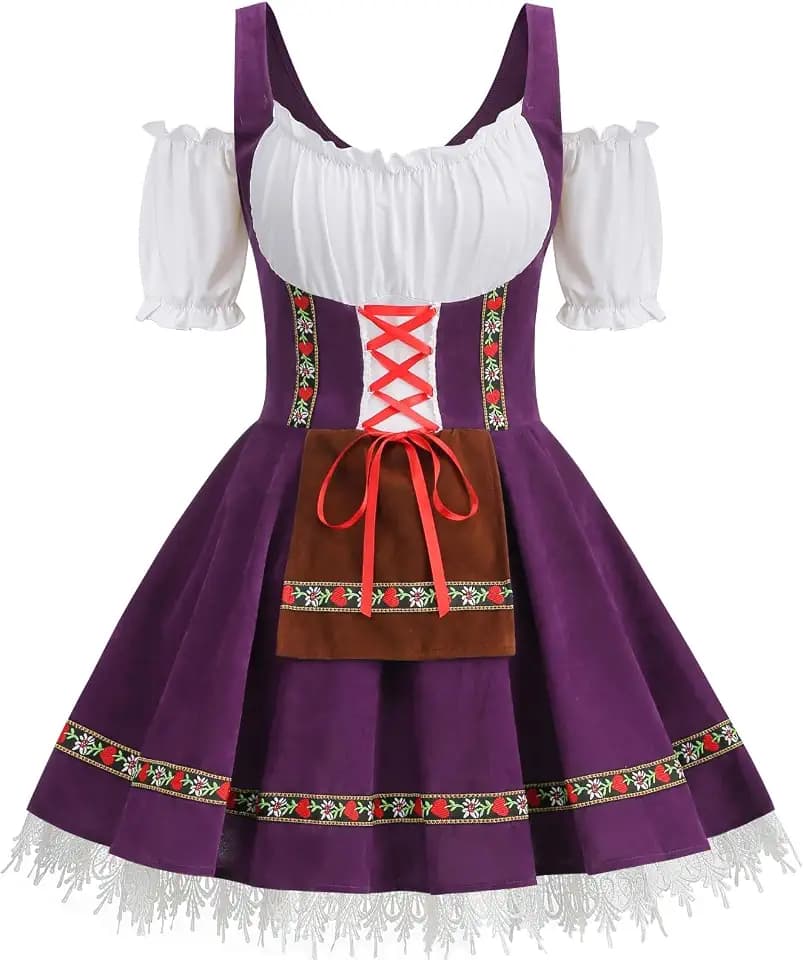 TOONRAIN Oktoberfest Costume for Women Off Shoulder German Dirndl Dress