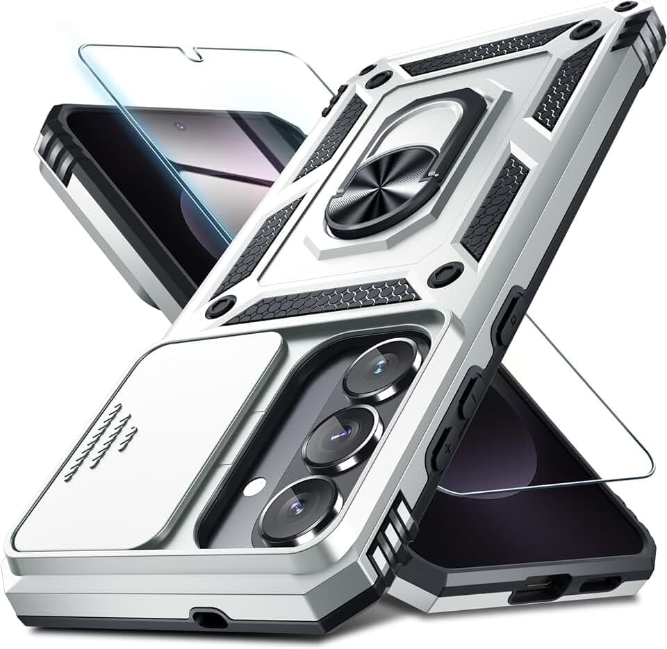 for Samsung Galaxy S26+ Plus Case Built in Slide Camera Cover,Silver