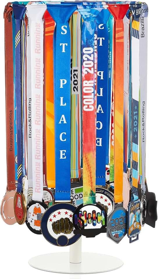Shimeyao Medal Hanger Display Honor Display Rotatable Award Holder Rotating Metals Rack Adjustable Award Holder Stand for Basketball Running Sports Race