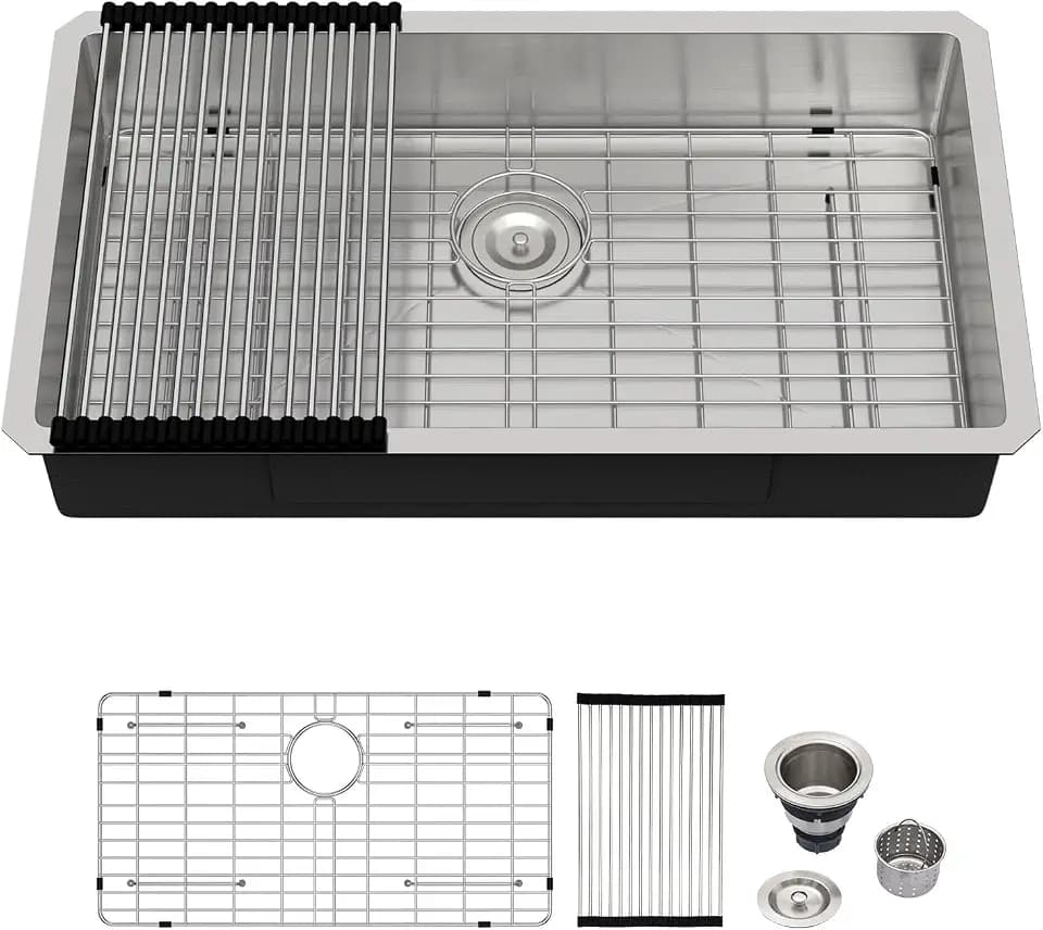 Logmey 6" Deep Undermount Kitchen Sink 32x18 Stainless Steel