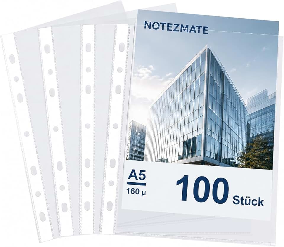 Klarsichthüllen A5 100 Stück DIN A5 Prospekthüllen extra stark