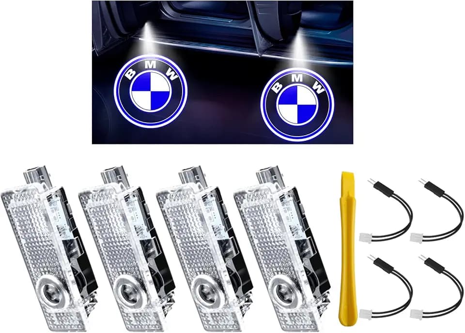 4 Pack Never Fade HD Car Door Lights Logo Projector LED Welcome Lights Accessories, Compatible with BMW X1/X2/X3/X4/X5/X6/X7, M, Z, and GT Series Models