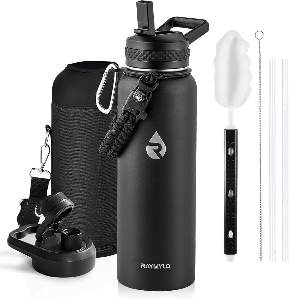 RAYMYLO 1.2L isolierte Edelstahl-Thermosflasche，3-Schicht-Vakuum-Edelstahl
