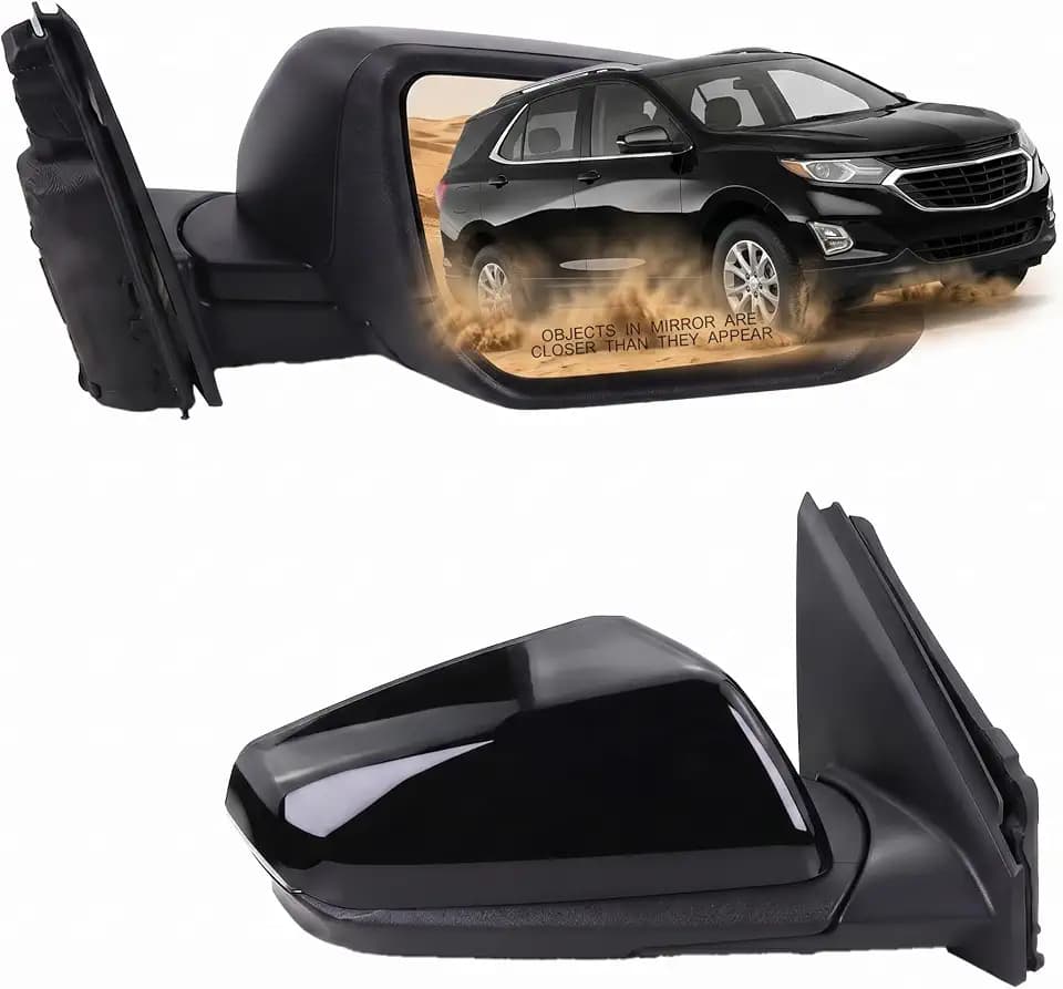 Right Passenger Side Mirror Compatible With 2018 2019 2020 2021 2022 2023 2024 Chevy Equinox GMC Terrain With Power Glass Heated Turn Signal Blind Spot Black Replaces#84225387(8 Pins)