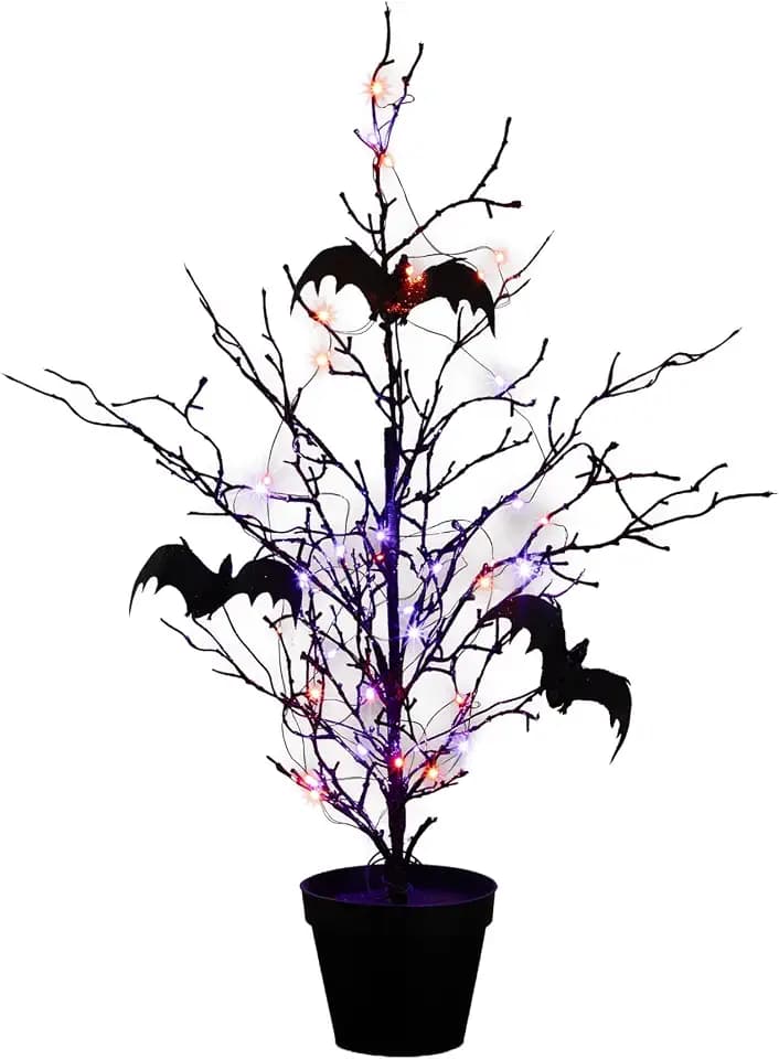 Nearly Natural 2ft. Pre-Lit Black Spooky Twig Tree, Halloween Decor