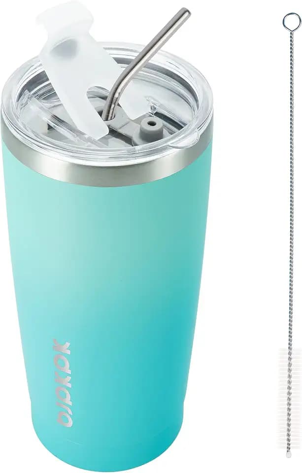 BJPKPK 20oz Coffee Tumbler with Lid & Straw, Insulated Stainless Steel Mug