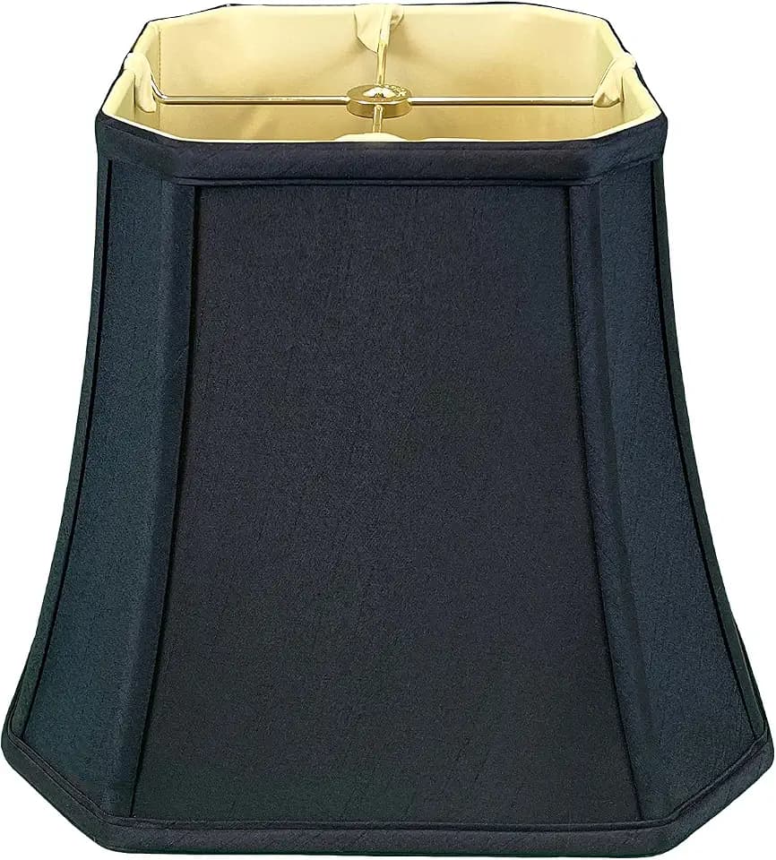 Royal Designs, Inc. BSO-705-12BLK Square Cut Corner Bell Basic Lamp Shade, 7.5 x 12 x 10.25, Black with Gold
