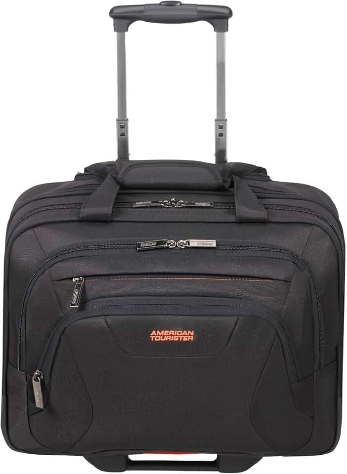 American Tourister at Work - 15.6 Zoll Laptoptasche mit Rollen, 44 cm, 22 L, Schwarz/Orange (Black/Orange)