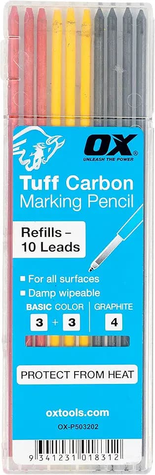 OX Pencil Refills 10 Pack - Tuff Carbon Marking Pencil Lead 2.8mm