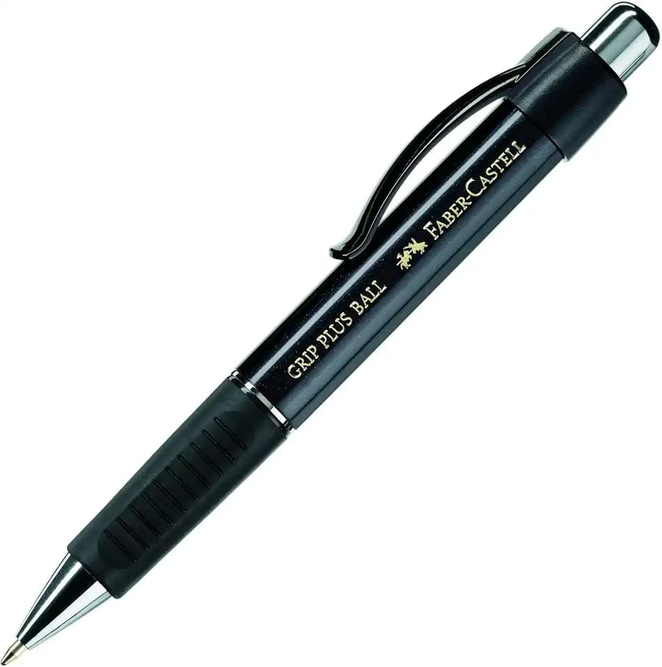 FABER-CASTELL - Kugelschreiber GRIP PLUS BALL Schwarz Metallic Mine M