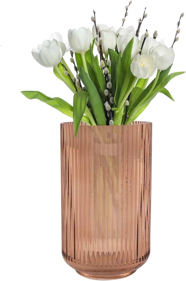 Point-Virgule Vase, deko Wohnzimmer, blumenvasen aus Glas, wunderschön, Mokka, 12.5x22.7cm