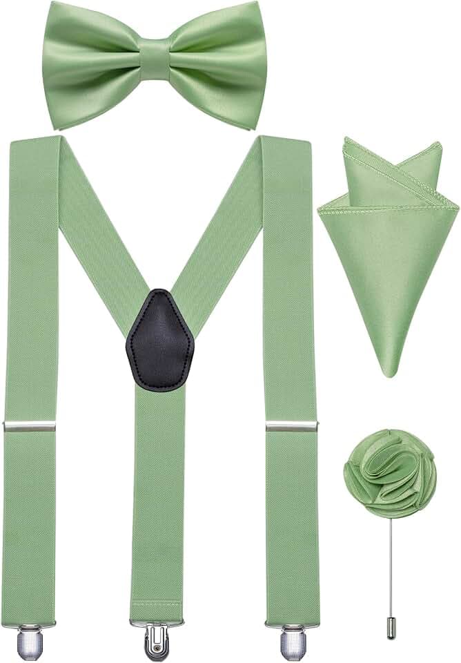 Fliege und Hosenträger verstellbar Herren elastische Y-Rückseite Hosenträger Fliege Einstecktuch Revers Pin Set Hochzeit Smoking