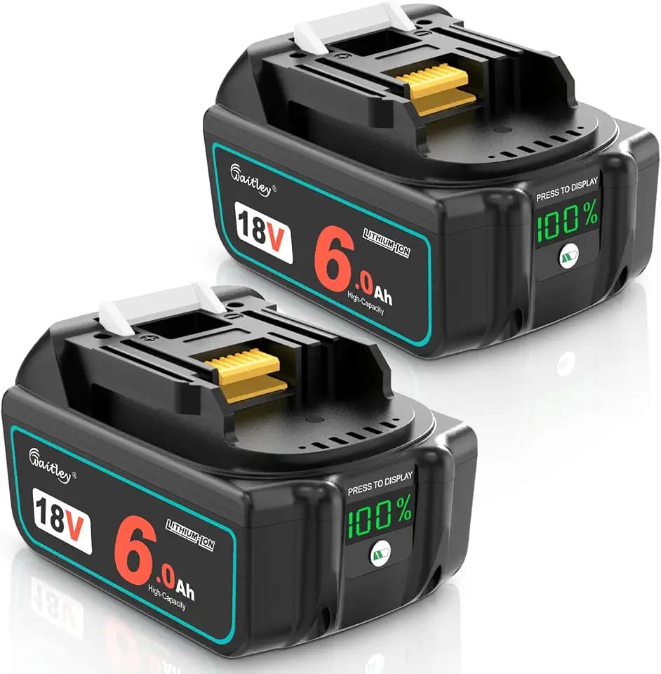 waitley 2-Pack 18V 6.0Ah Battery Compatible with Makita BL1860B Tools