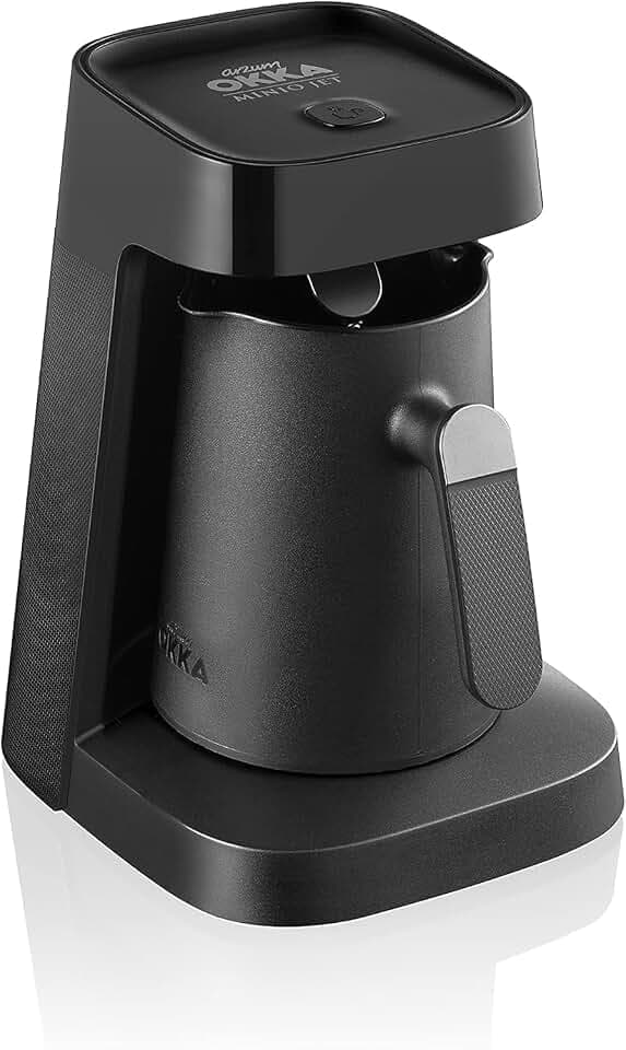 Arzum Okka MINIO JET türkische Kaffeemaschine, türkische Kaffeekanne, 400 W, 5 Tassen Kaffeekapazität, Überlaufschutz, akustisches Warnsystem (Chrom)