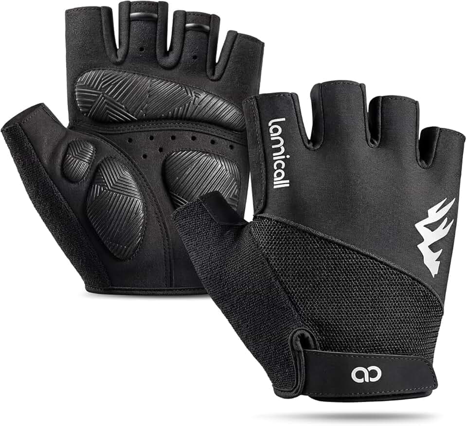 Lamicall Fahrradhandschuhe Herren & Damen, Halbfinger Fitness Handschuhe