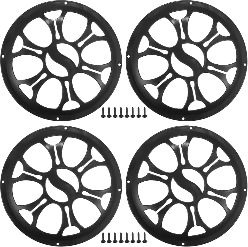 ACROPIX Universal 8" Car Speaker Grills Cover Round 8 Inch Audio Speaker Subwoofer Guard Protector Case with Mounting Screws ABS Black - Pack of 4