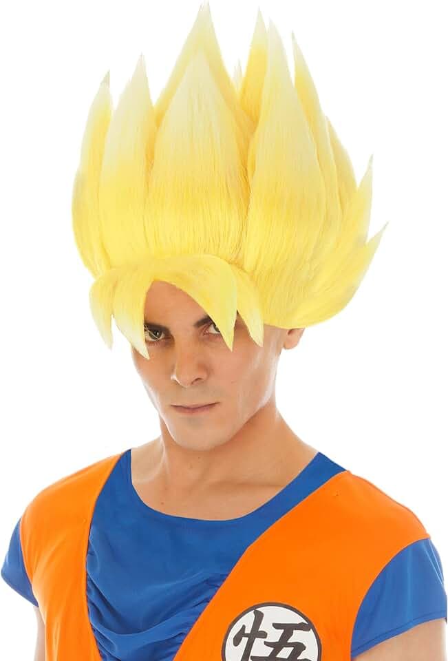 Chaks - Perücke Goku Super Saiyajin, offizielles Dragon Ball Kostüm Accessoire für Karneval, Halloween und Anime Fans, Gelb