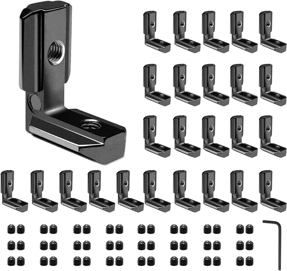 26 Stk 4040 L-Form 90 Grad Innenwinkel Aluminium Profil Innen-Eckverbinder Schwarz für 40x40 Aluminium Profil V Typ und T Typ