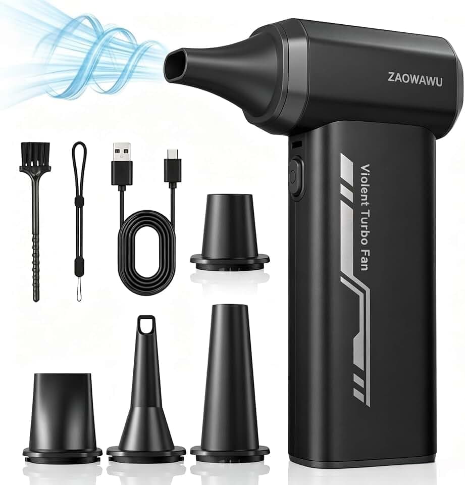 Electric Air Duster 150000 RPM Rechargeable Mini Blower with 4 Nozzles