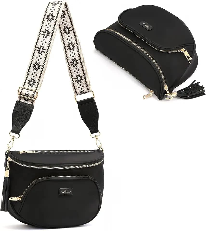 Checkered Crossbody Bag Anti Theft Spacious Bum Bags for Women Nylon Fanny Packs Lightweight Purse Wallet for Travel