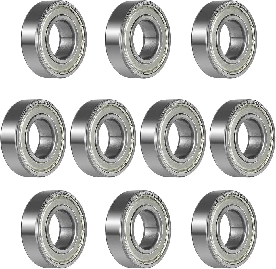 10 Pack 6205ZZ Double Metal Seal Bearings 25x52x15mm,Pre Lubricated,Stable Performance,Cost Effective, Deep Groove Ball Bearings