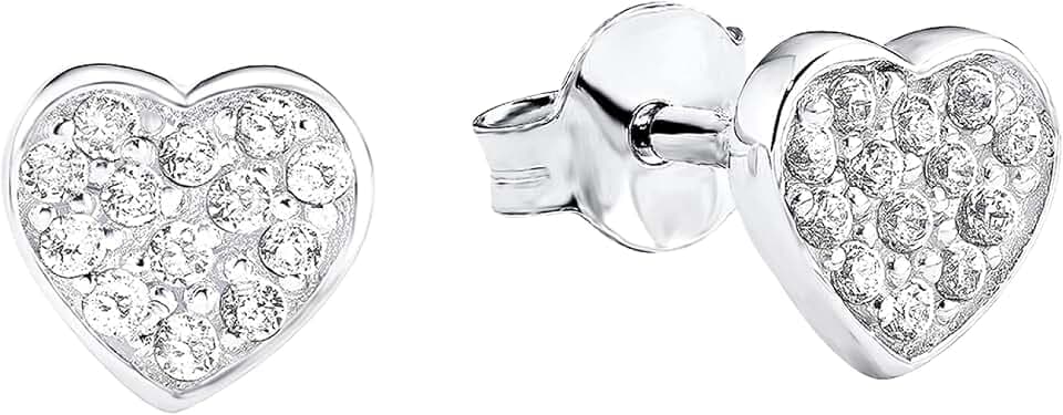 s.Oliver Ohrstecker 925 Sterling Silber Mädchen Kinder Ohrschmuck, mit Zirkonia synth., Herz, Kommt in Schmuck Geschenk Box